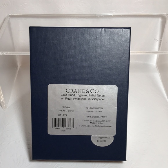 Crane & Co. Gold Engraved Inital (Y) Notes on Pearl White Kid Finish Paper - Picture 2 of 3